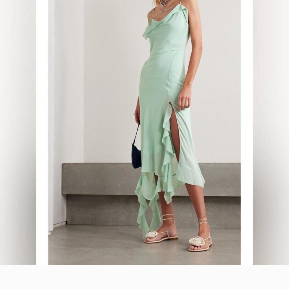 Acne Studios Asymmetric Ruffle Dress in Mint